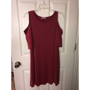 Red cut out shoulder T-Shirt dress| DRESS SALE